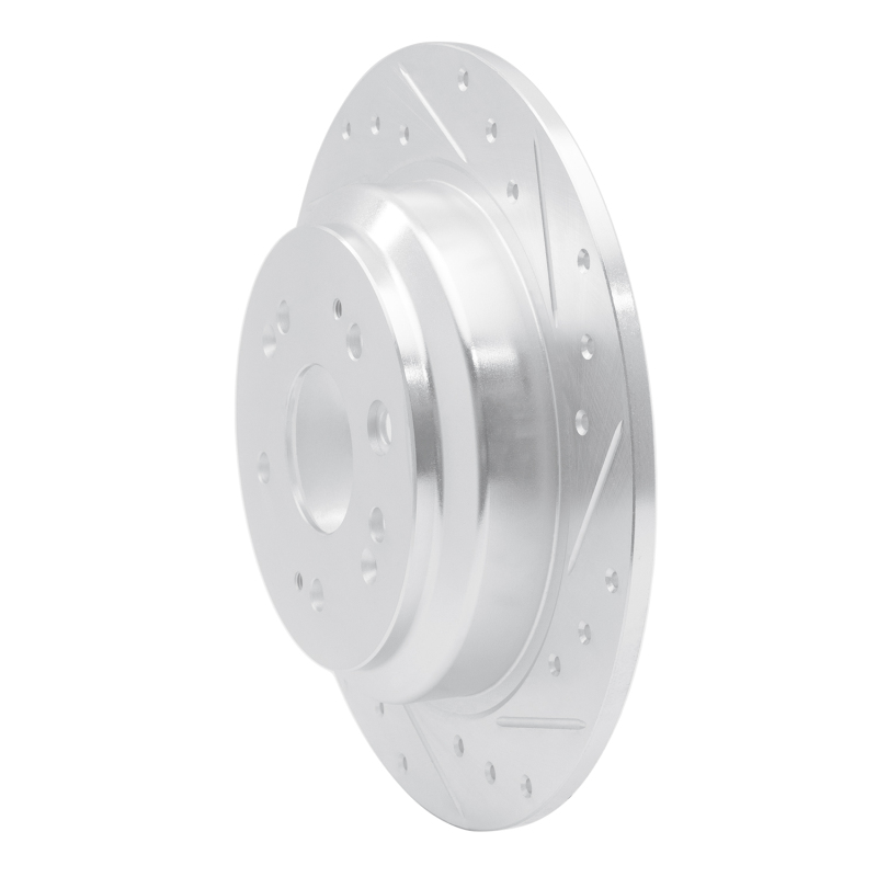 Honda CrossTOUR Brake Rotor (1) - Rear Right - R1 Concepts - Drilled & Slotted - Silver - `10-`15